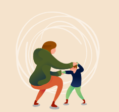Woman playing with small child
